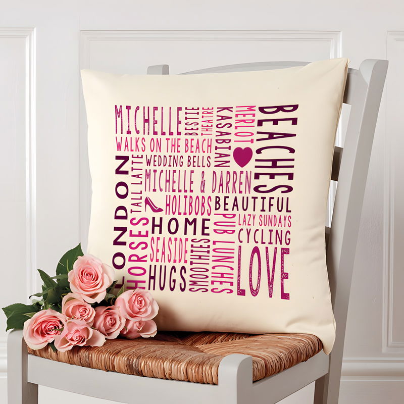 Personalised Word Art Cushion Gifts | Chatterbox Walls