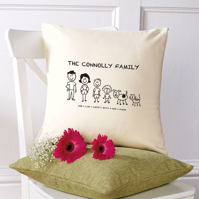 personalised cushion family characters