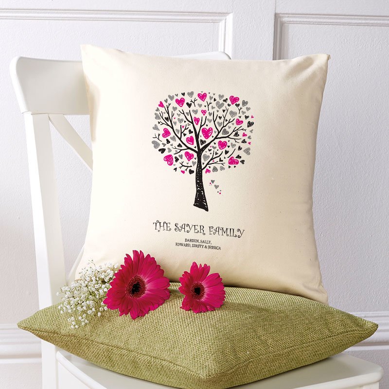 cushion of personalised family tree