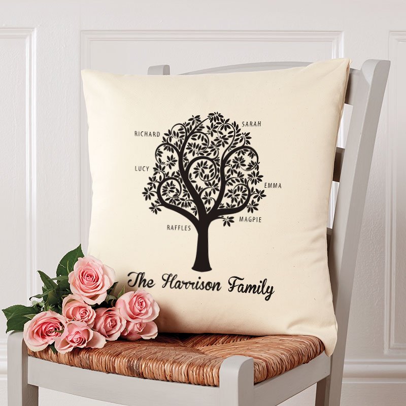 personalised family tree cushion gift