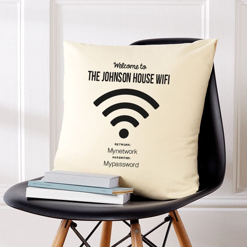 wifi password personalised cushion for home