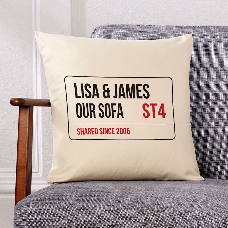 personalised cushion london street sign gift