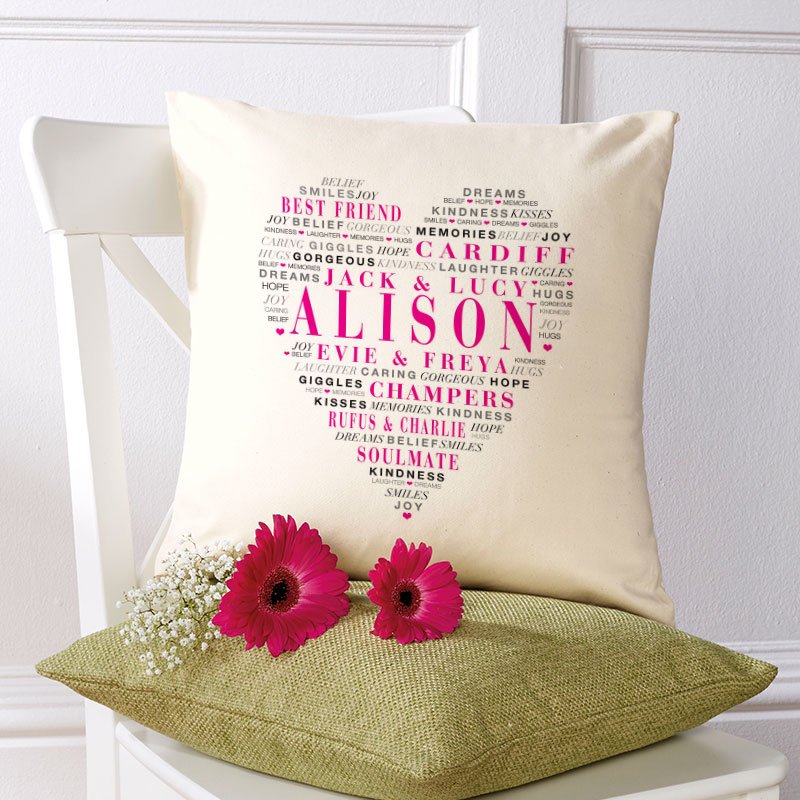love heart personalised cushion