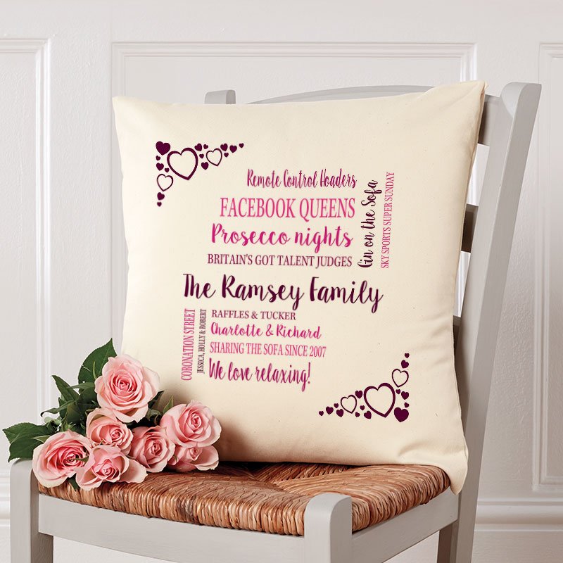personalised cushion family words
