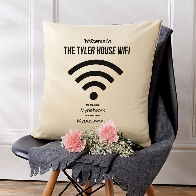 wifi password on cushion with network