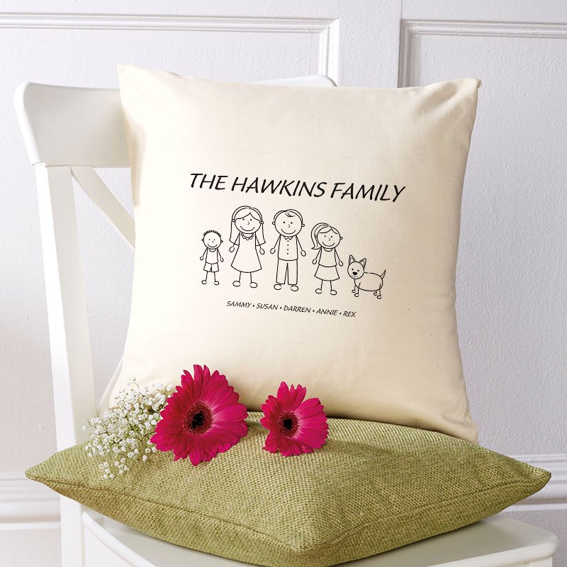 family characters personalised cushion