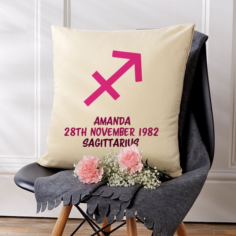 Sagittarius gift ideas personalised cushion
