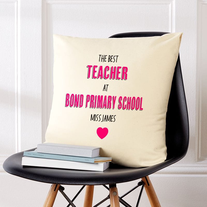 teacher present personalised cushion gift