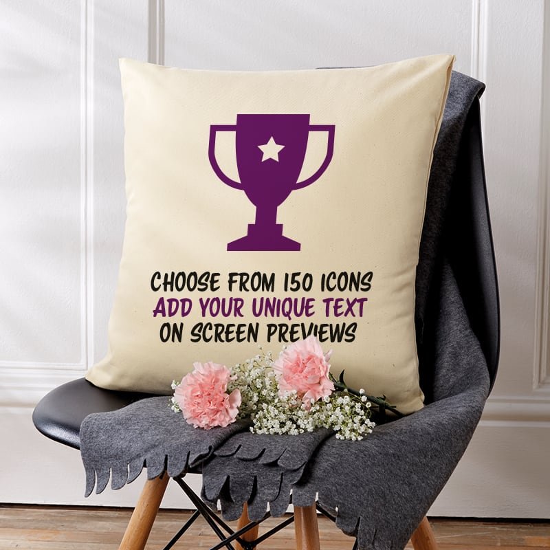custom cushion pillow with text & icons