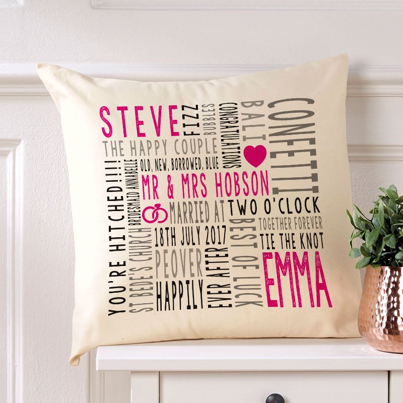 wedding gift ideas personalised cushion with words