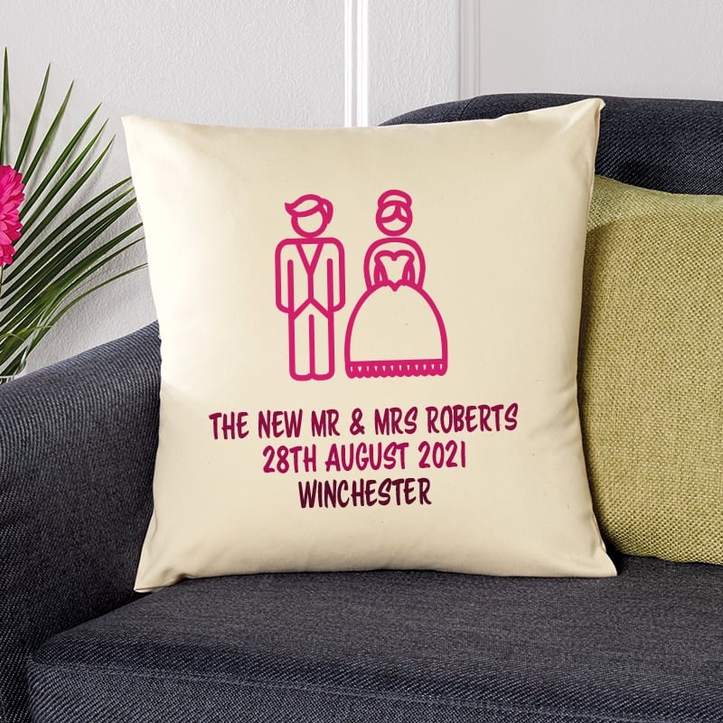 personalised wedding gift ideas cushion with text
