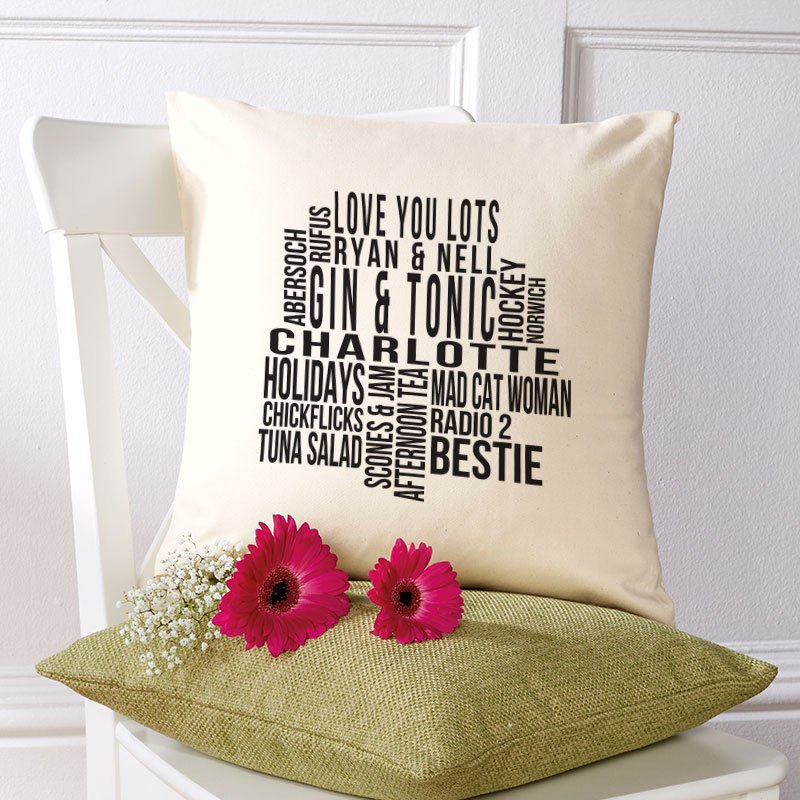 personalised cushion with text