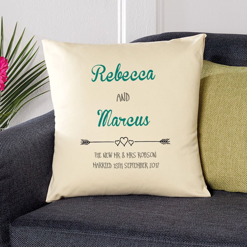 cushion with text