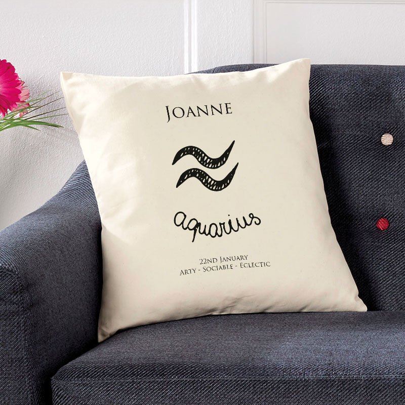 star sign personalised cushion gift aquarius 