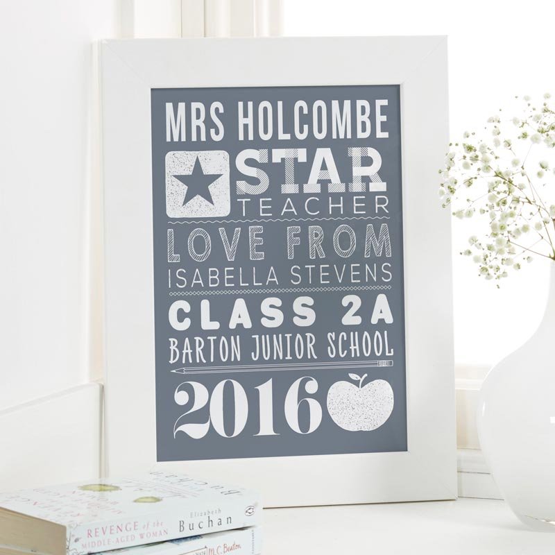 personalised gift for teacher framed word print
