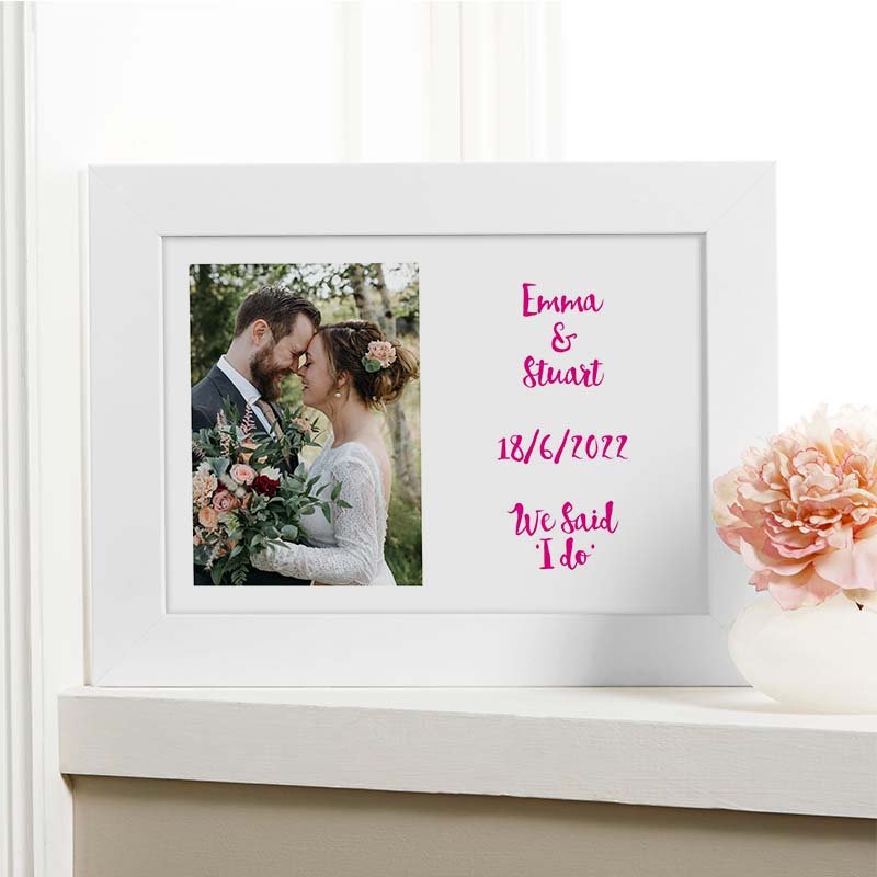 photo and text print couples wedding