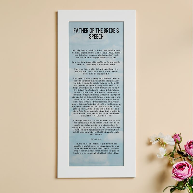 father of the bride speech at wedding framed print