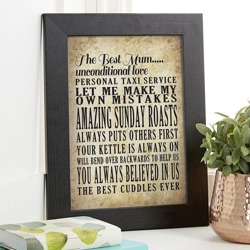 word print framed for mother