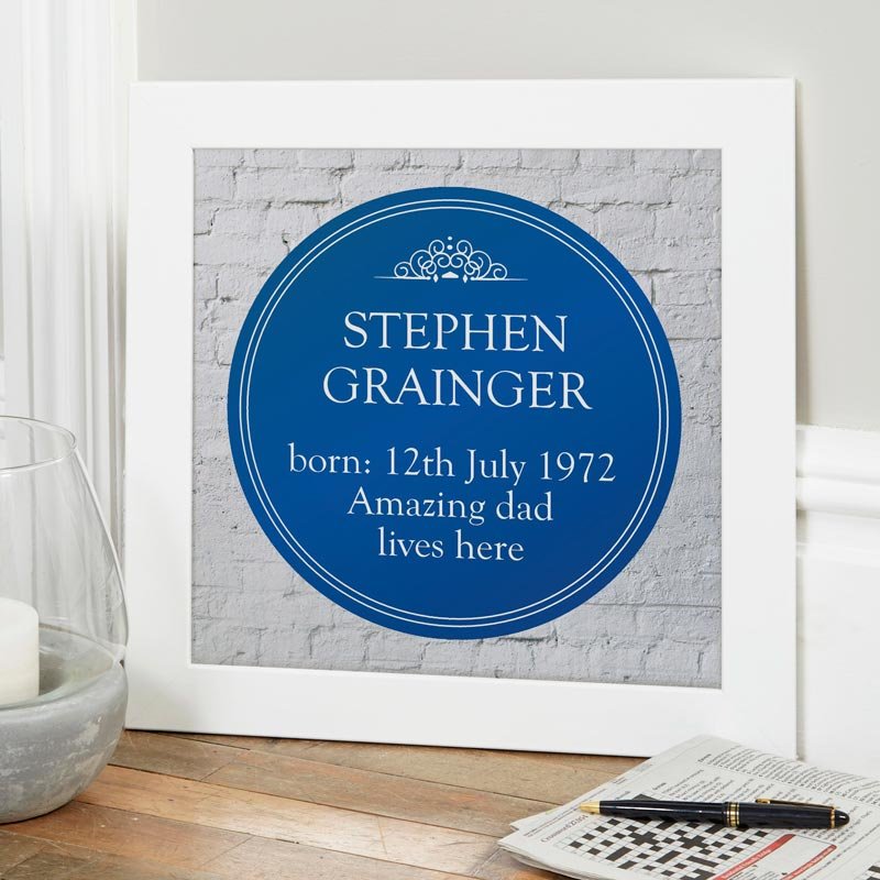 personalised blue plaque framed print