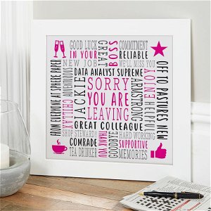leaving gift for work colleague retirement personalised wall art picture