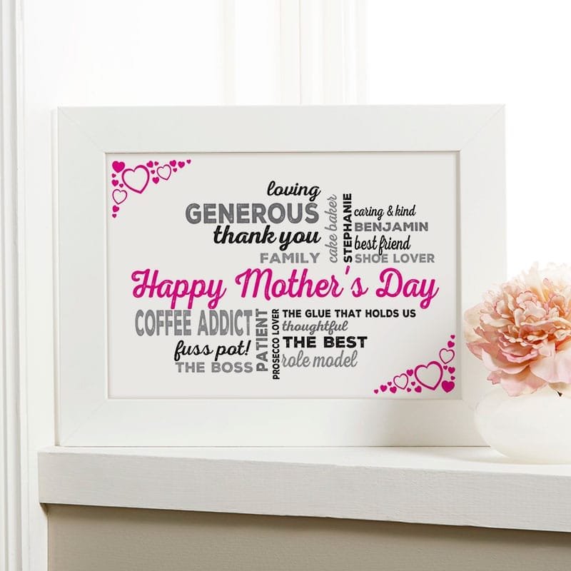 personalised mothers day gift framed print word art