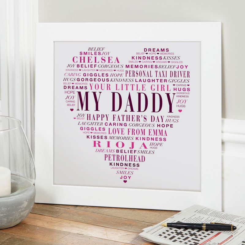 personalised fathers day love heart print gift for dad