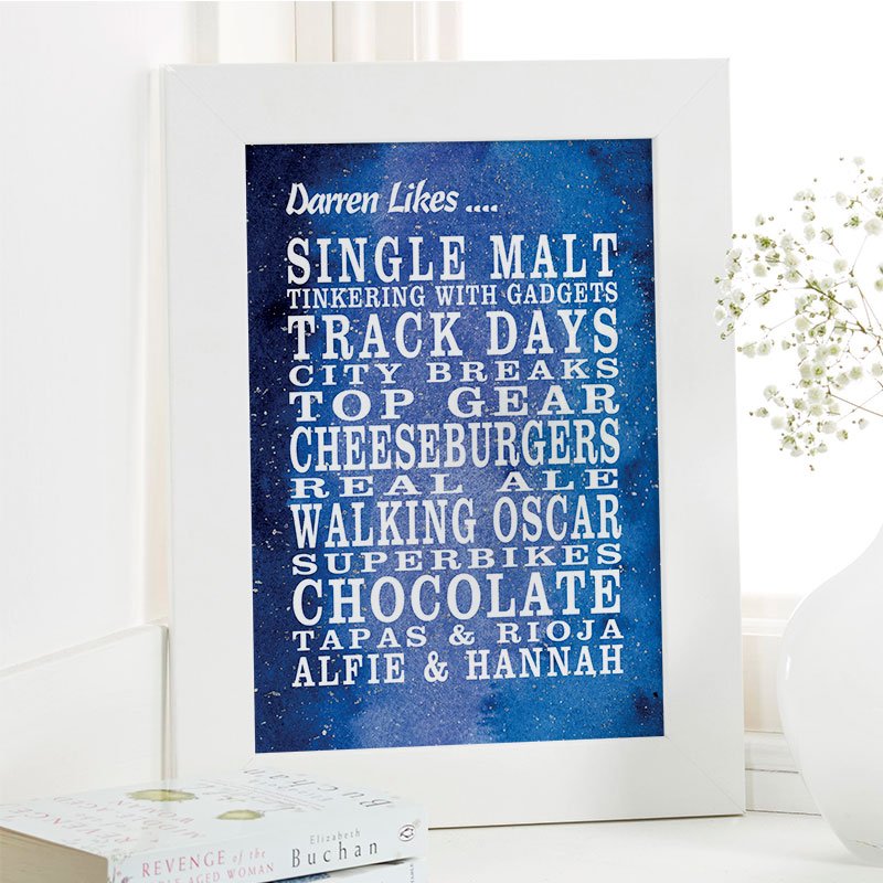 personalised gift for man word picture print