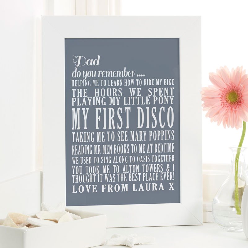 personalised fathers day word print present special memories