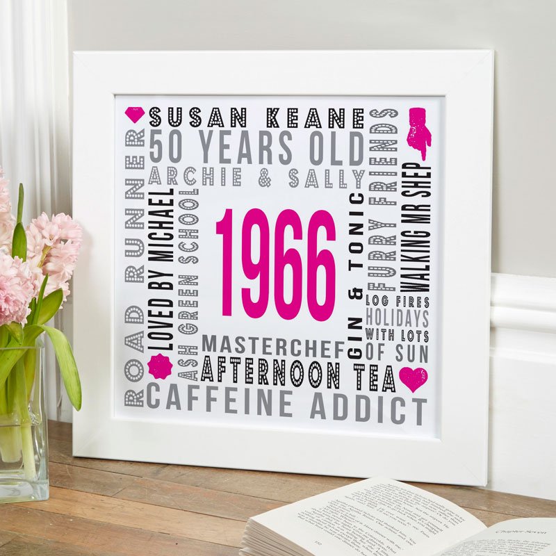 unusual gift for 50th birthday personalised print