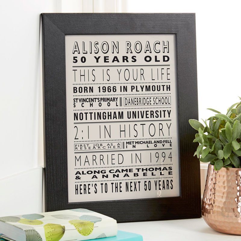 Personalised life story gift print