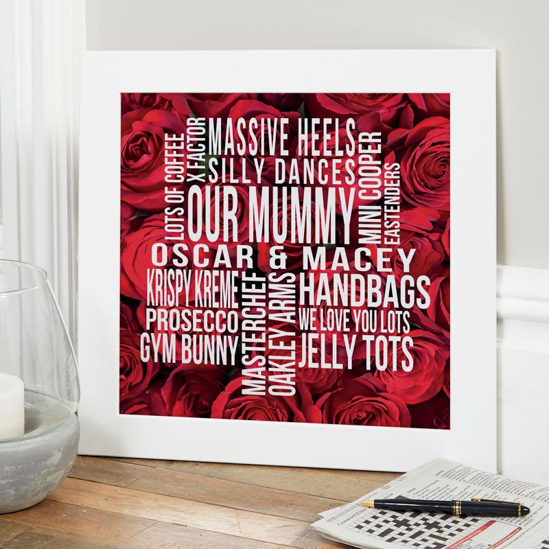 personalised gift for mum framed word print