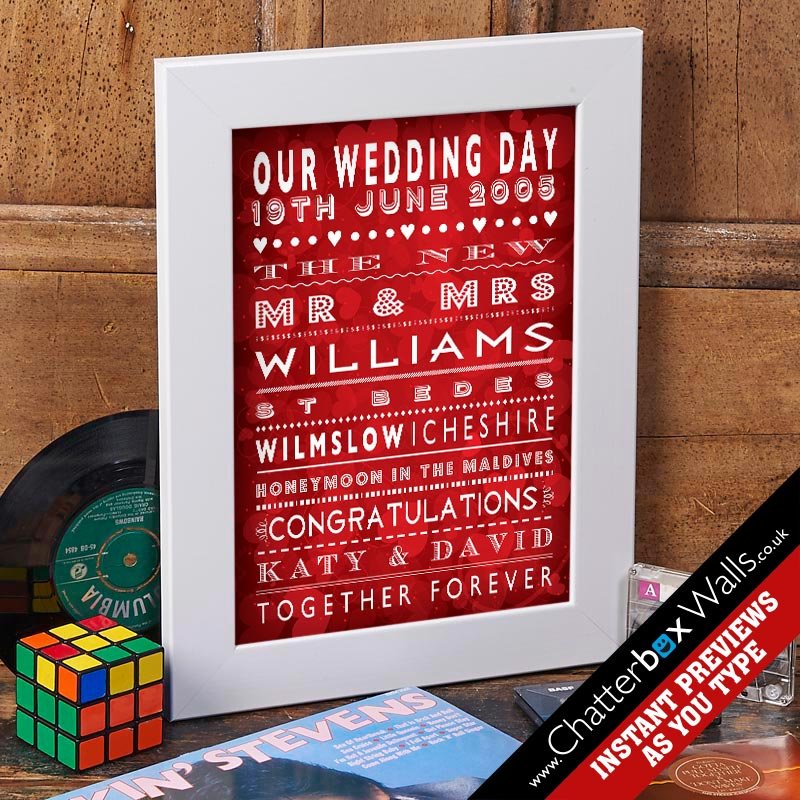 personalised wedding day date framed print