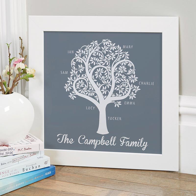 personalised family tree poster print canvas with words