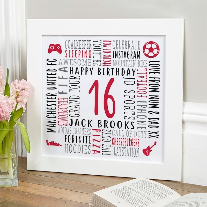 16th birthday present for son custom word picture