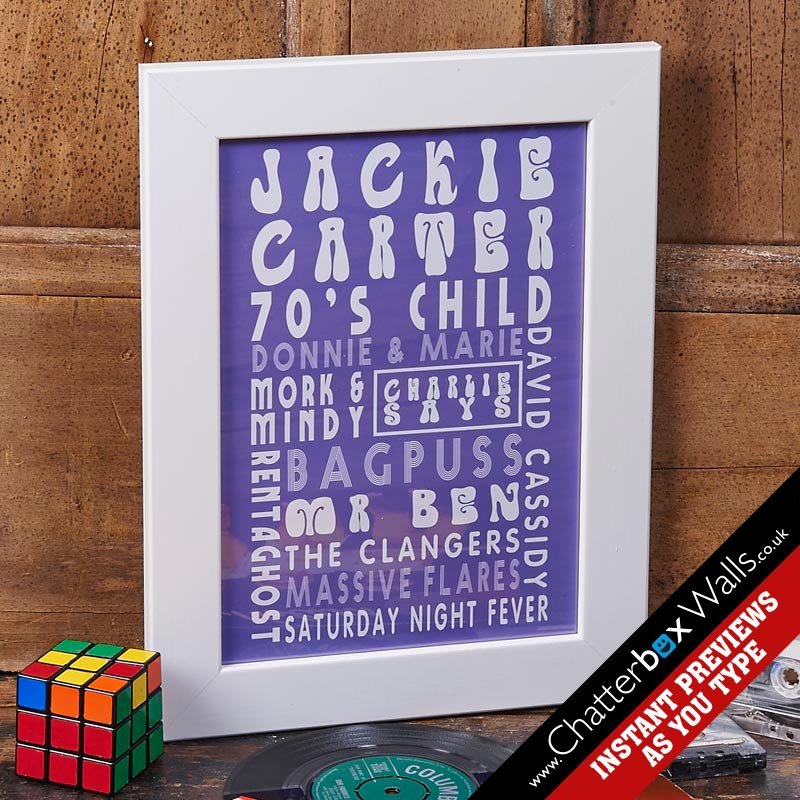 personalised child of 70s poster art print