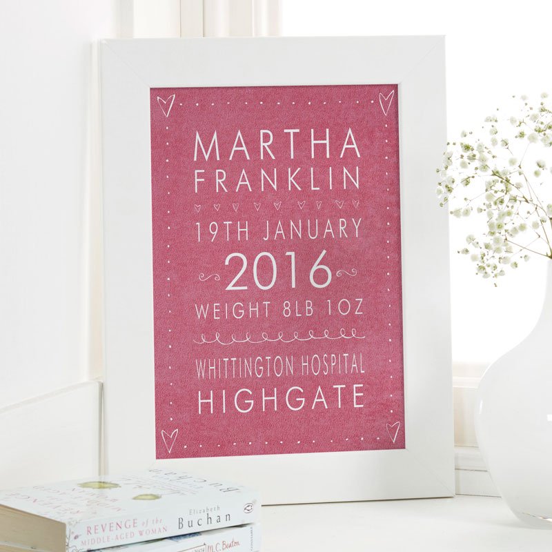 baby gift personalised framed print