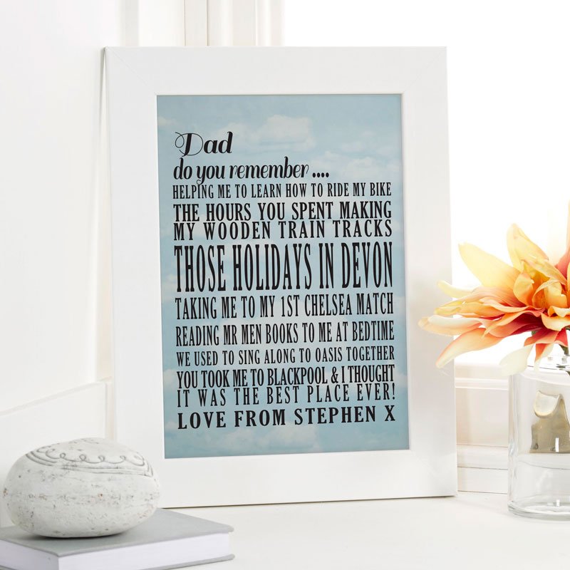 personalised fathers day present words & memories