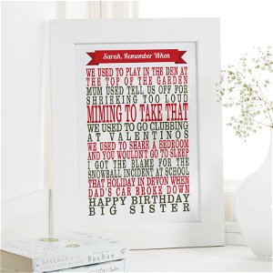 personalised gifts art prints words remember when traditional purple