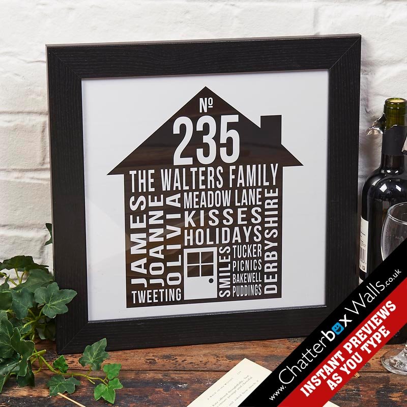 personalised typography house gift print family