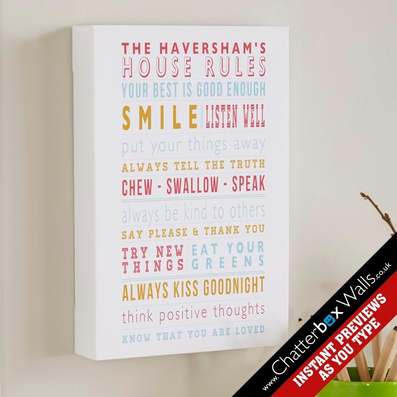 personalised house rules framed print gift