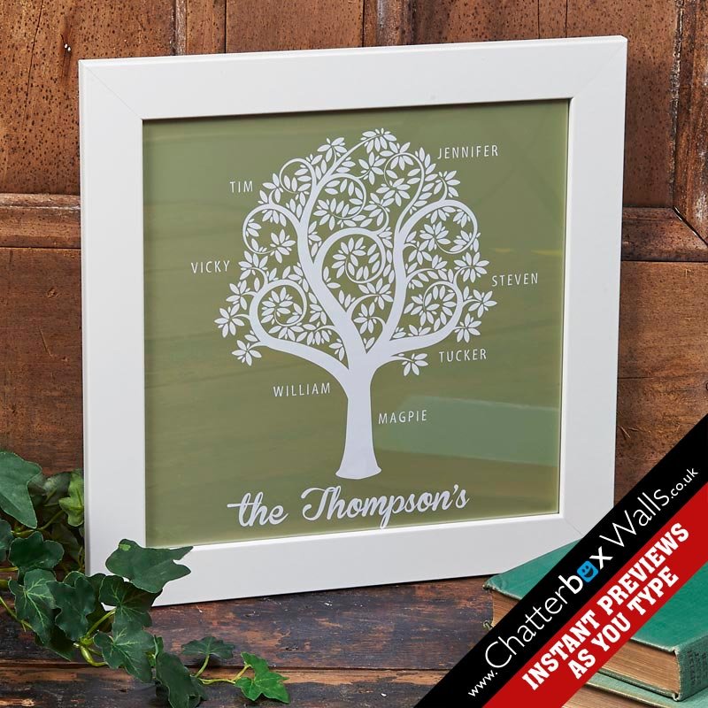 personalised present family tree art words