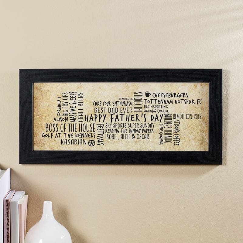 personalised fathers day word cloud wall art gift