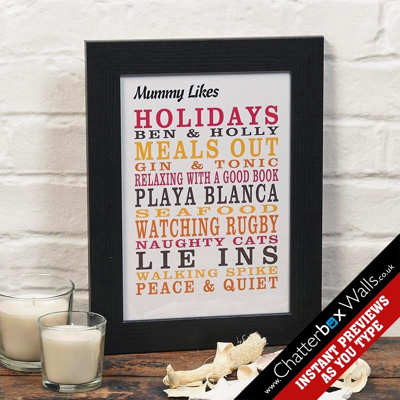 personalised couples typographic art likes framed print tutti