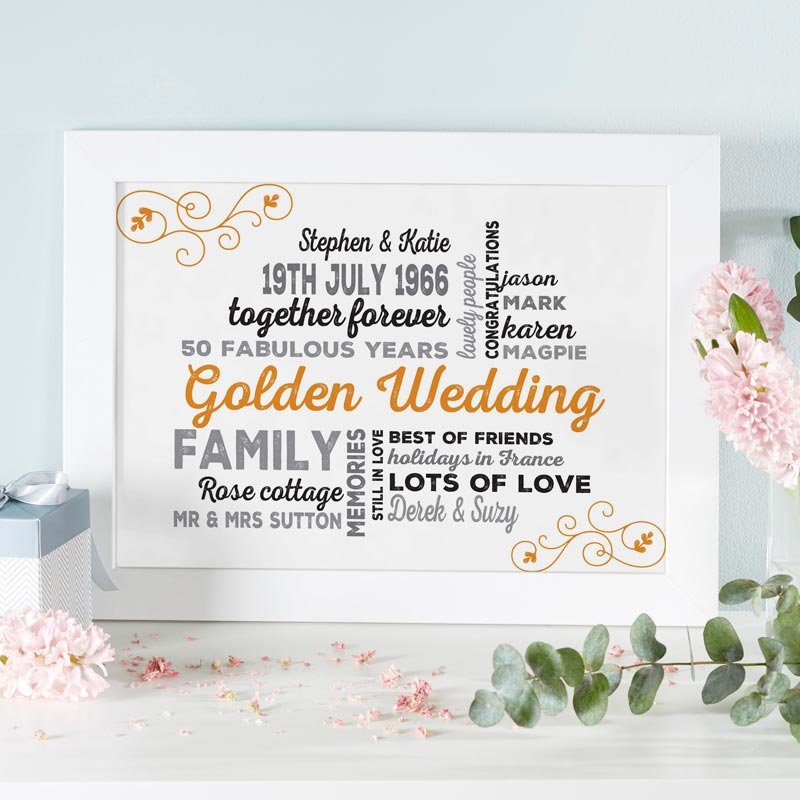 personalised gift ideas for 10th wedding anniversary framed word print