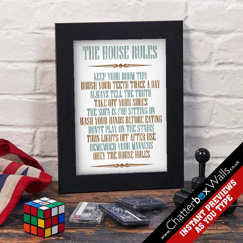 Personalise house rules print
