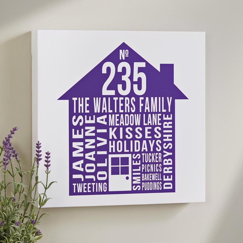 personalised word art house typography canvas