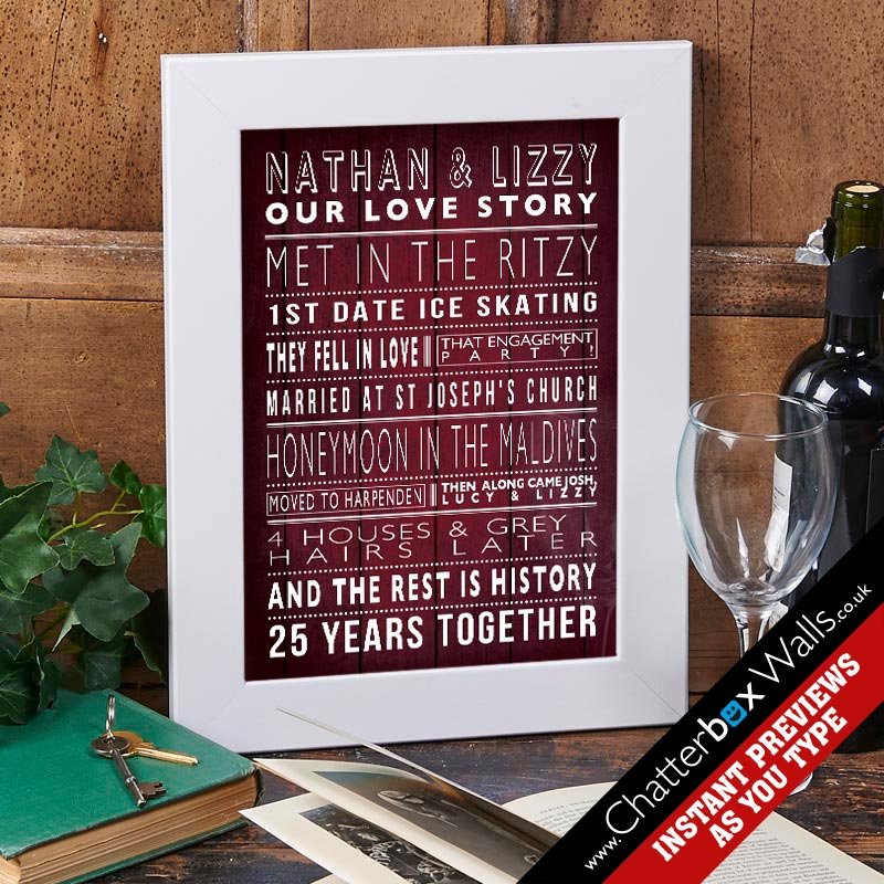 unique lovepersonalised our love story print words story framed poster print gift