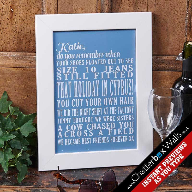 personalised typographic remember when framed print typographic art contemporary