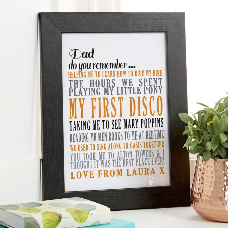 dad memories personalised fathers day gift poster print