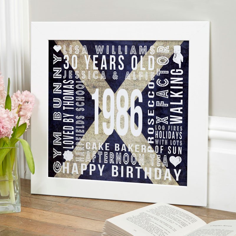 word picture print gift for 30th birthday scottish